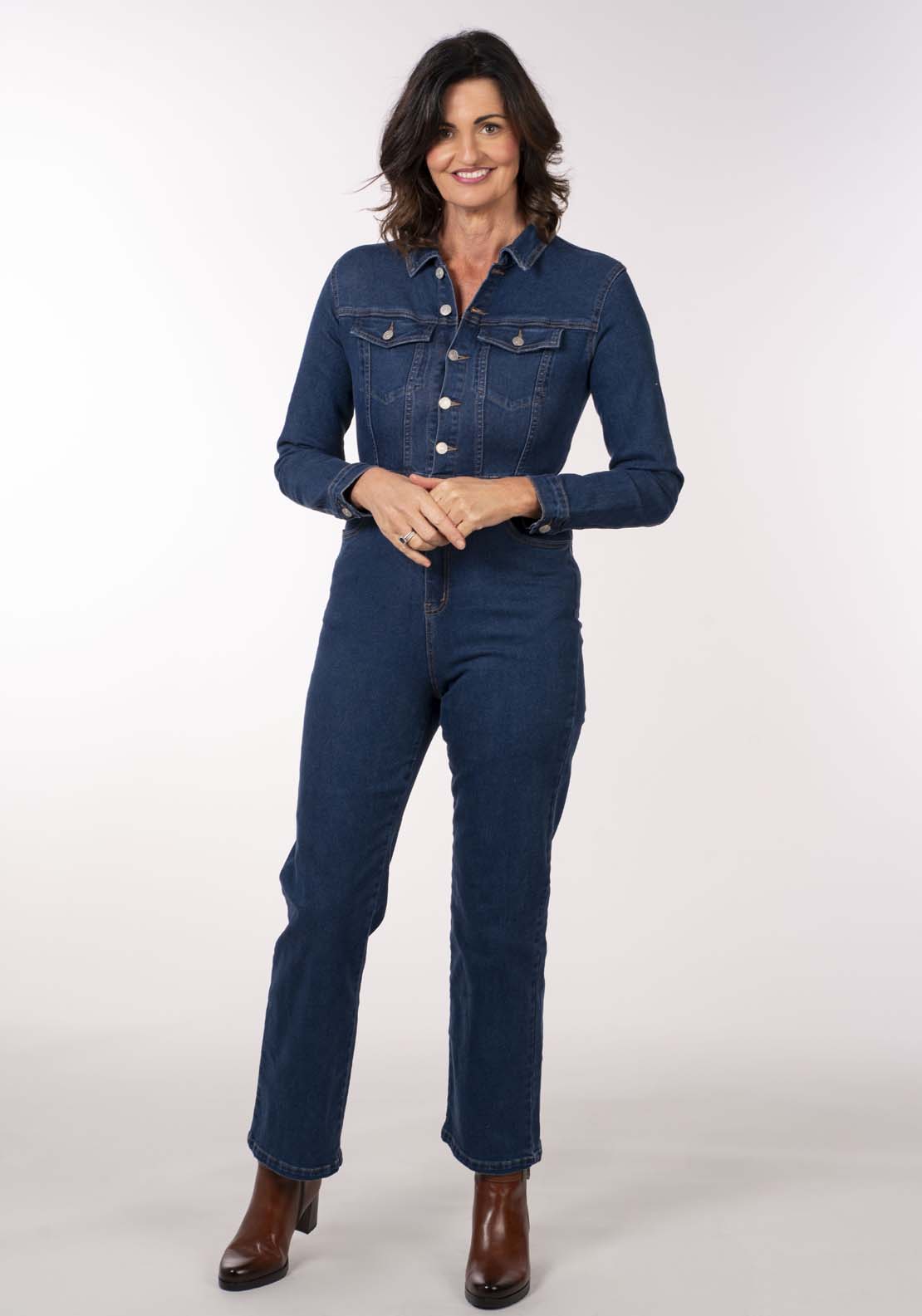 Naoise Denim Jumpsuit - Blue 1 Shaws Department Stores