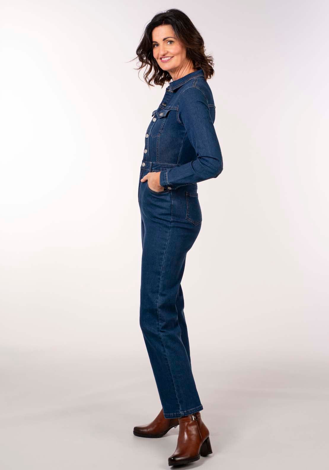 Naoise Denim Jumpsuit - Blue 3 Shaws Department Stores