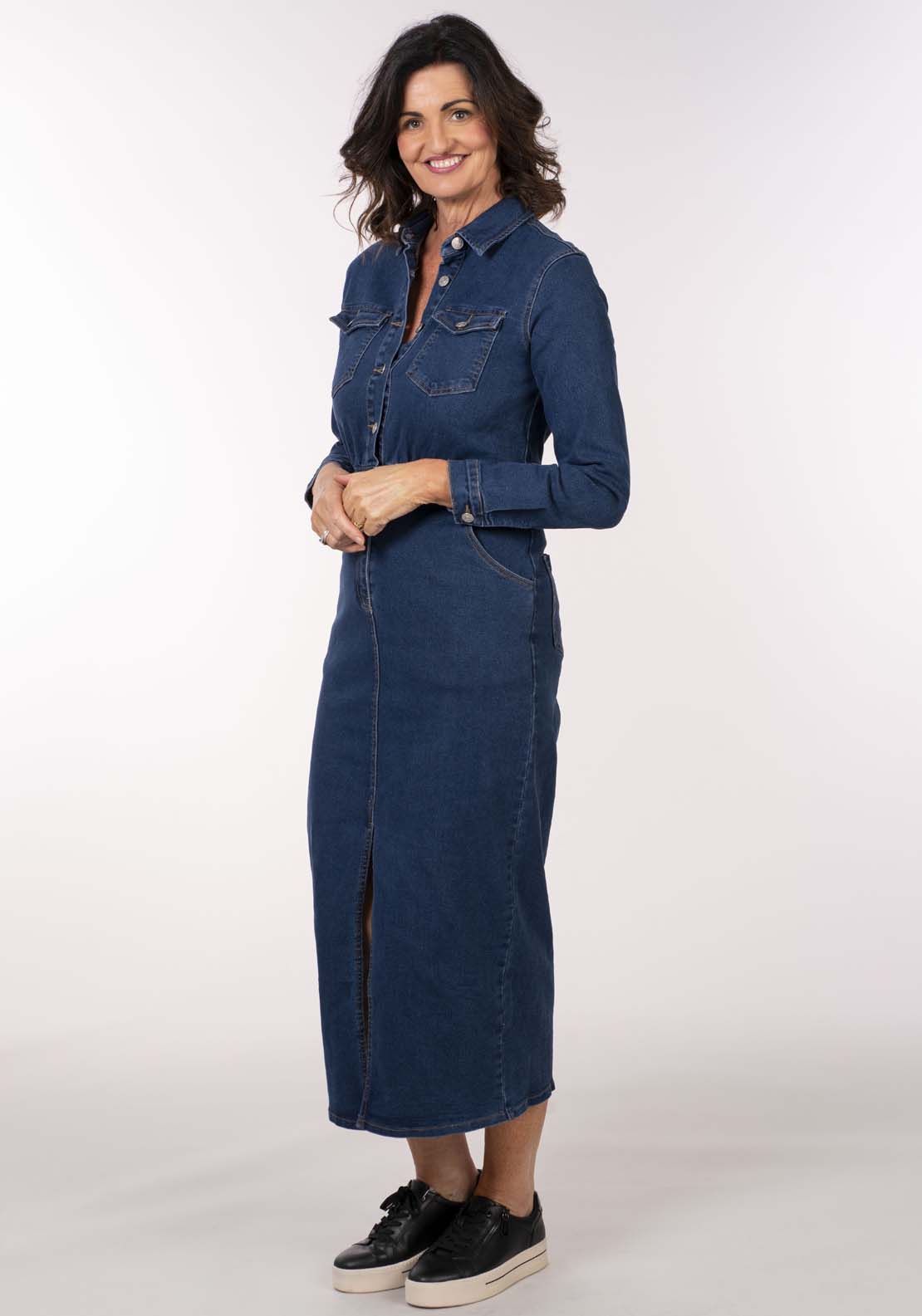 Naoise Denim Dress - Blue 8 Shaws Department Stores