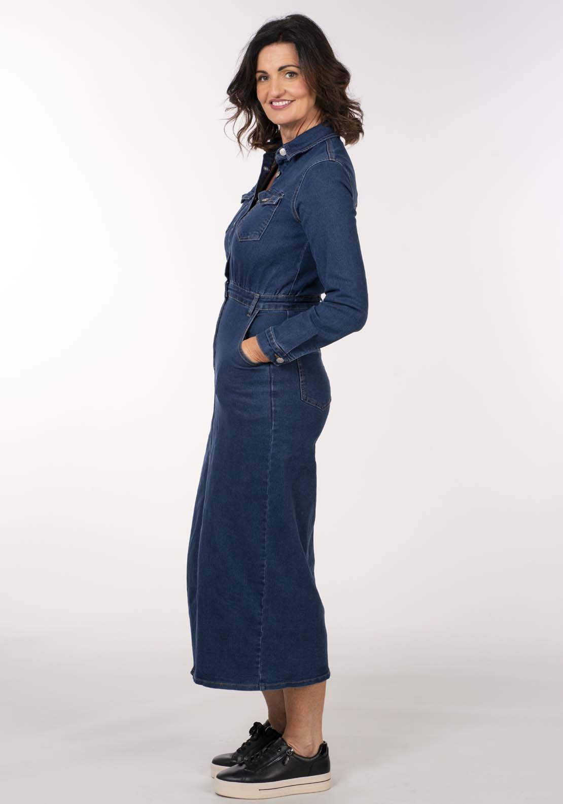 Naoise Denim Dress - Blue 6 Shaws Department Stores