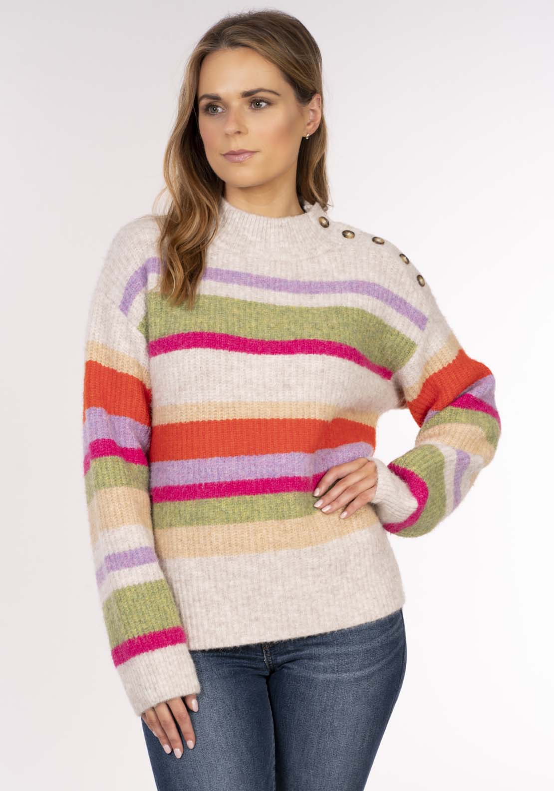 Naoise Stripe Btn Shoulder Shoulder - Multi 1 Shaws Department Stores