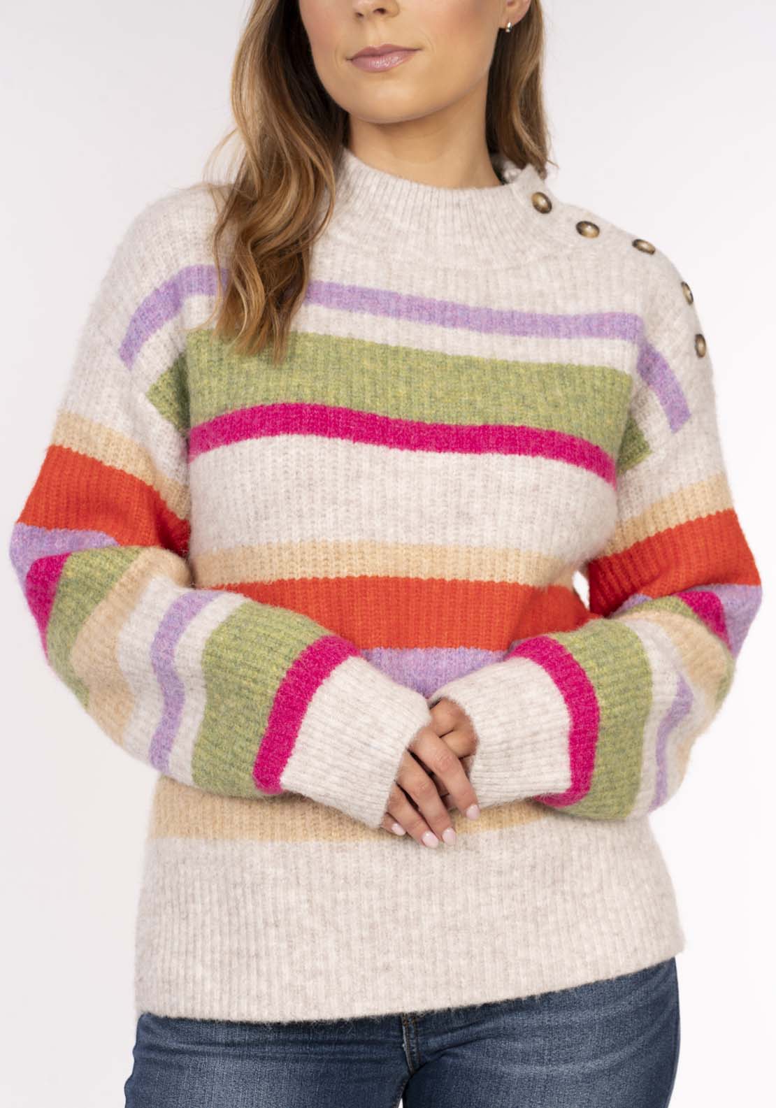 Naoise Stripe Btn Shoulder Shoulder - Multi 4 Shaws Department Stores