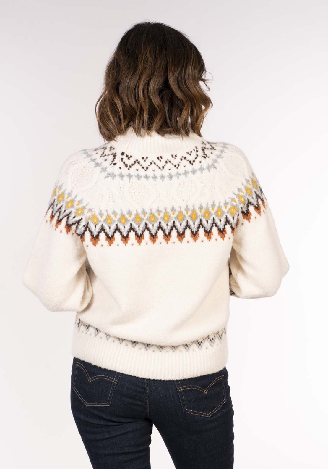 Tea Lane Pattern Fairise Sweater - Taupe 6 Shaws Department Stores
