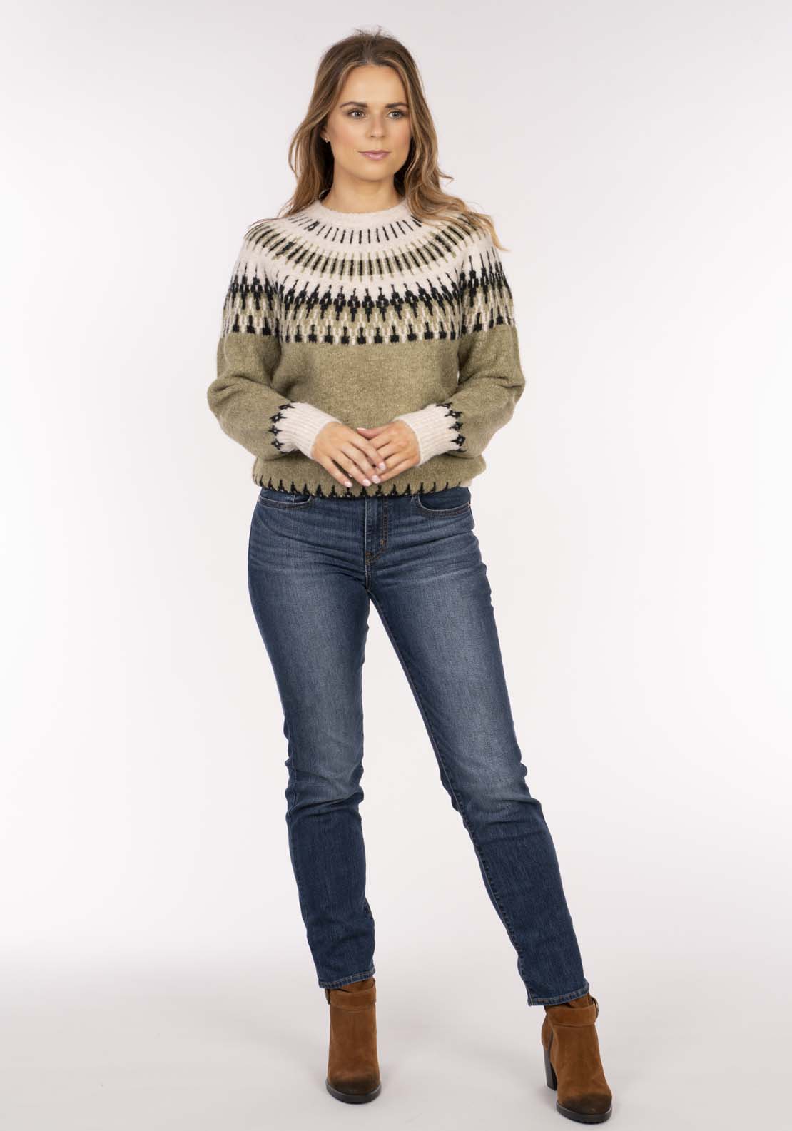 Naoise Fairisle Sweater - Green 3 Shaws Department Stores