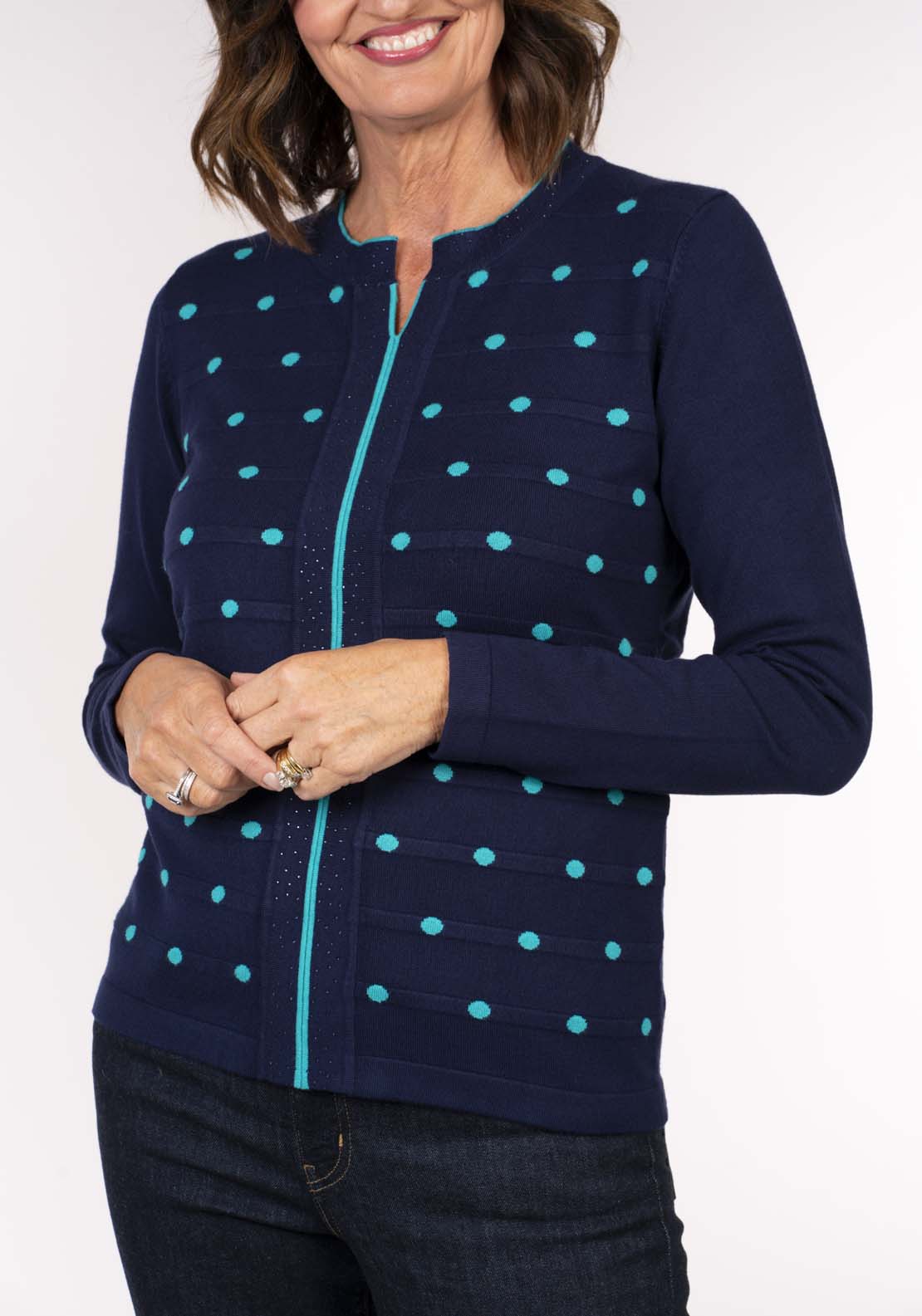 Tea Lane Spot Mock Cardi - Blue 4 Shaws Department Stores