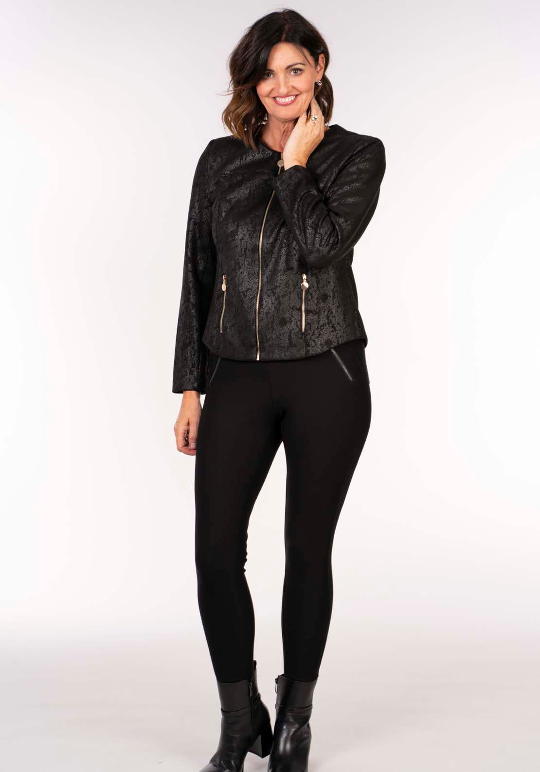 Tea Lane Snake Zip Pu Jacket - Black 1 Shaws Department Stores