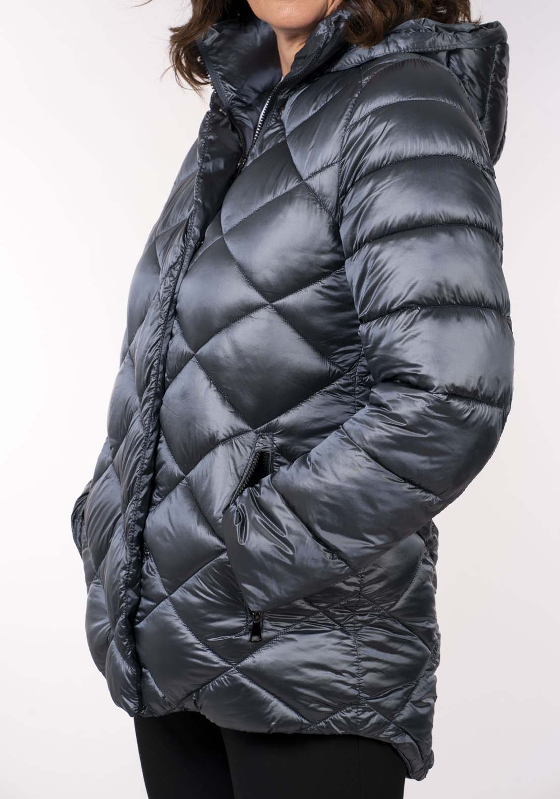 Tea Lane Diamond 3/4 Quilt Jacket - Shiny Petrol 10 Shaws Department Stores