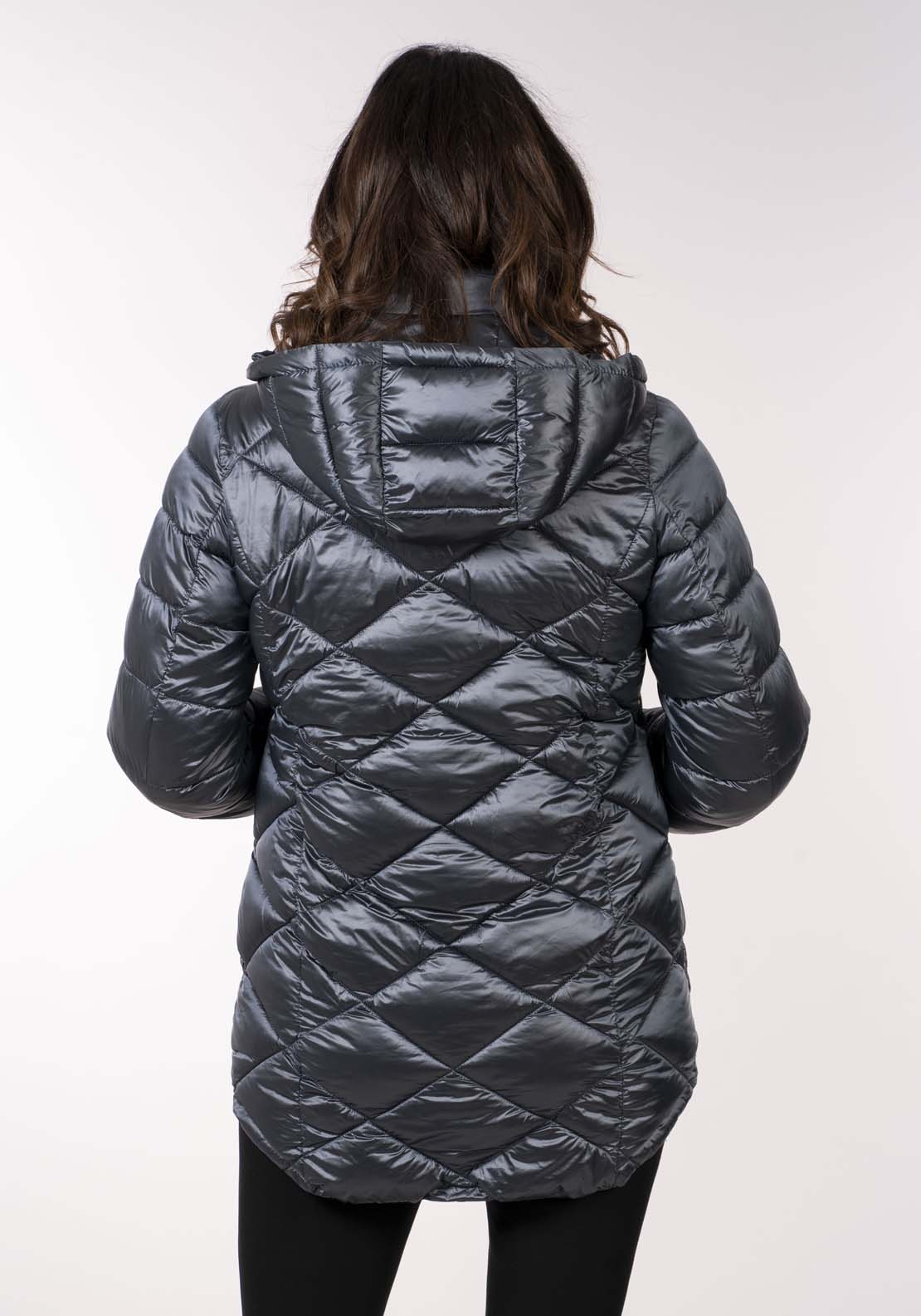Tea Lane Diamond 3/4 Quilt Jacket - Shiny Petrol 11 Shaws Department Stores
