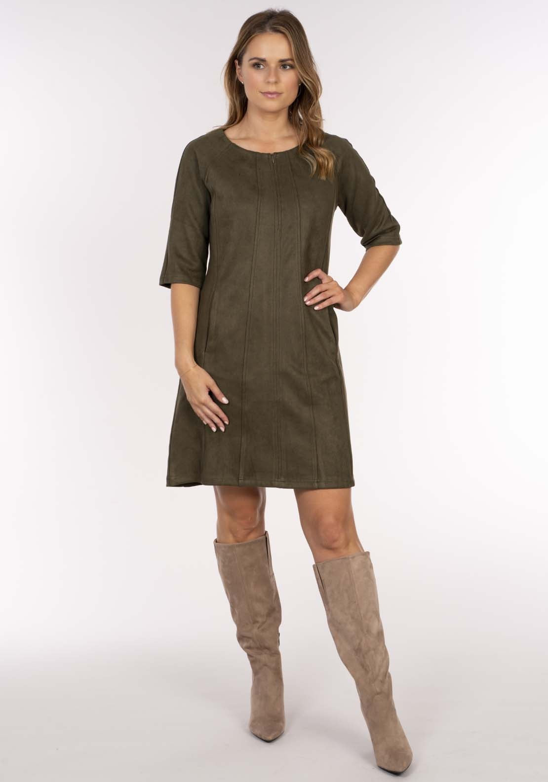 Naoise Suede Dress - Green 1 Shaws Department Stores