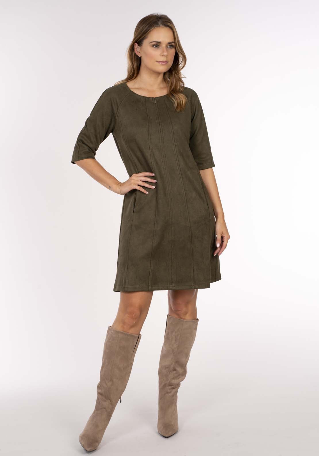 Naoise Suede Dress - Green 2 Shaws Department Stores