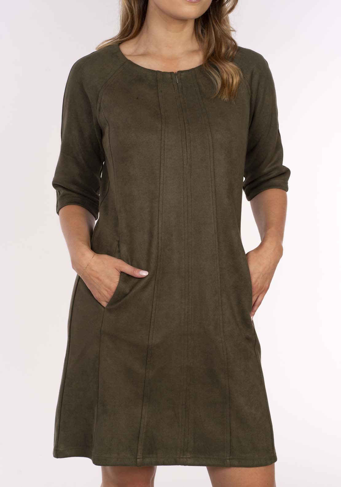 Naoise Suede Dress - Green 6 Shaws Department Stores