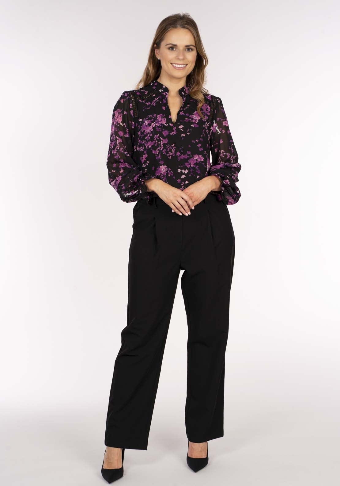 Naoise Floral Blouse Lace Inserts - Black / Berry 5 Shaws Department Stores