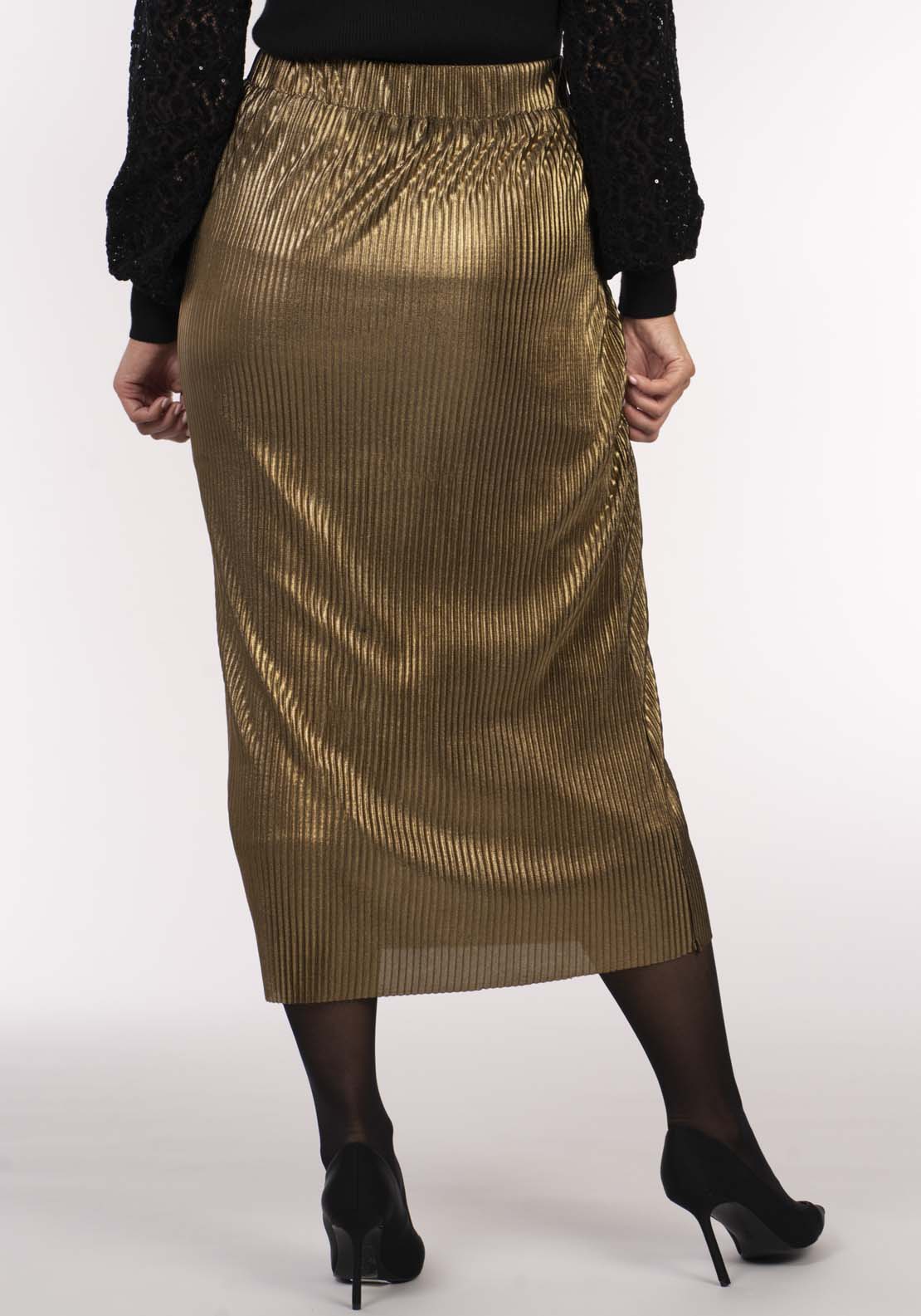 Naoise Gold Pleat Skirt - Gold 4 Shaws Department Stores