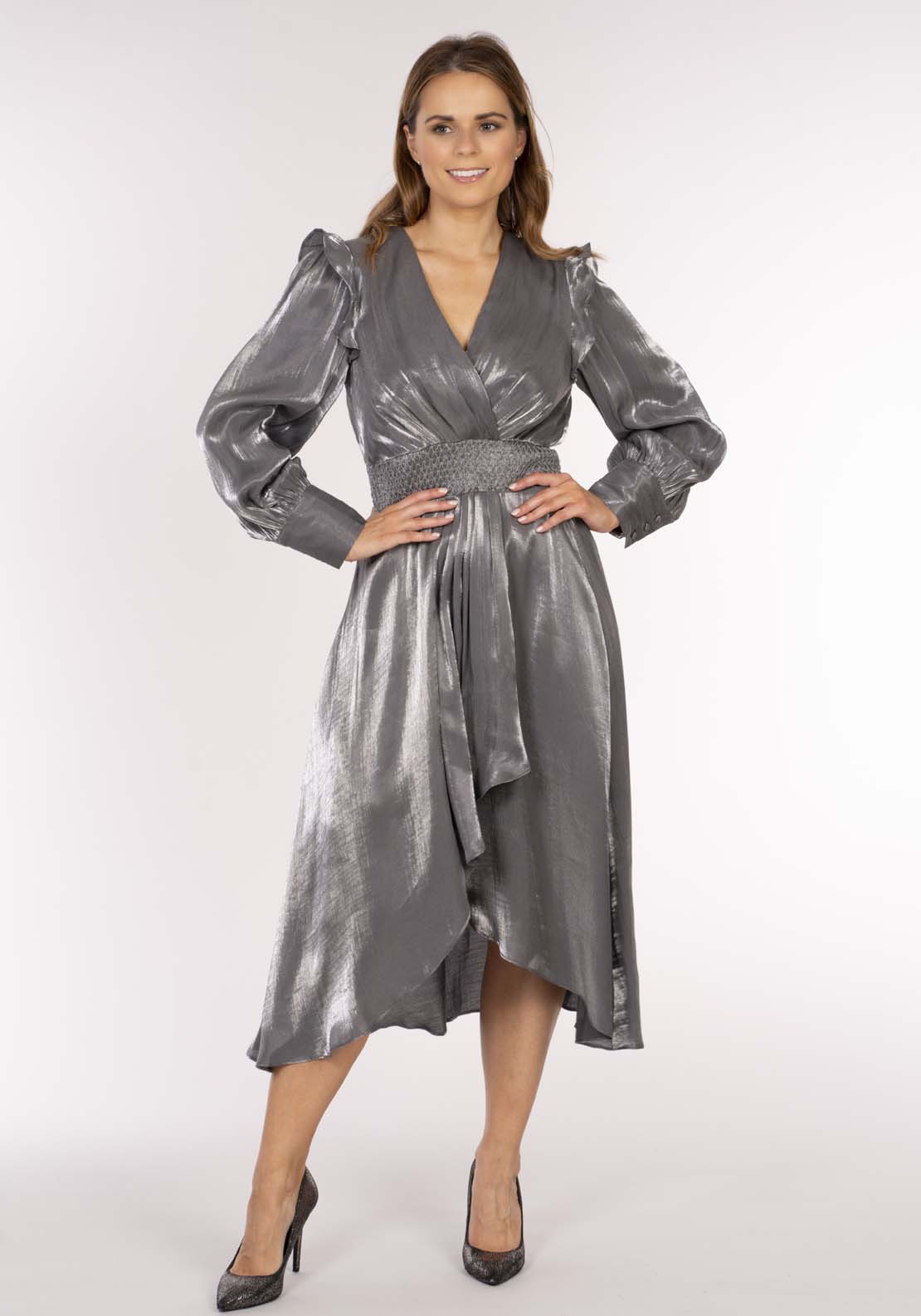 Naoise Shimmer Dress - Silver 4 Shaws Department Stores