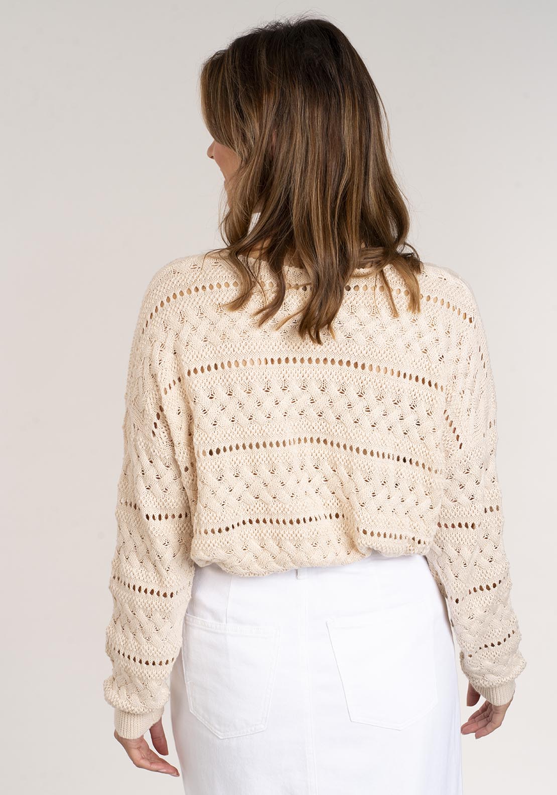 Naoise Crochet Jumper - Beige 5 Shaws Department Stores