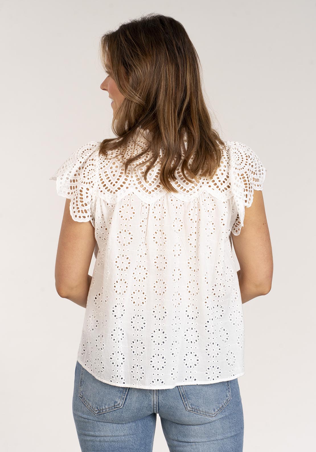 Naoise Embroidered Anglaise Top - White 4 Shaws Department Stores