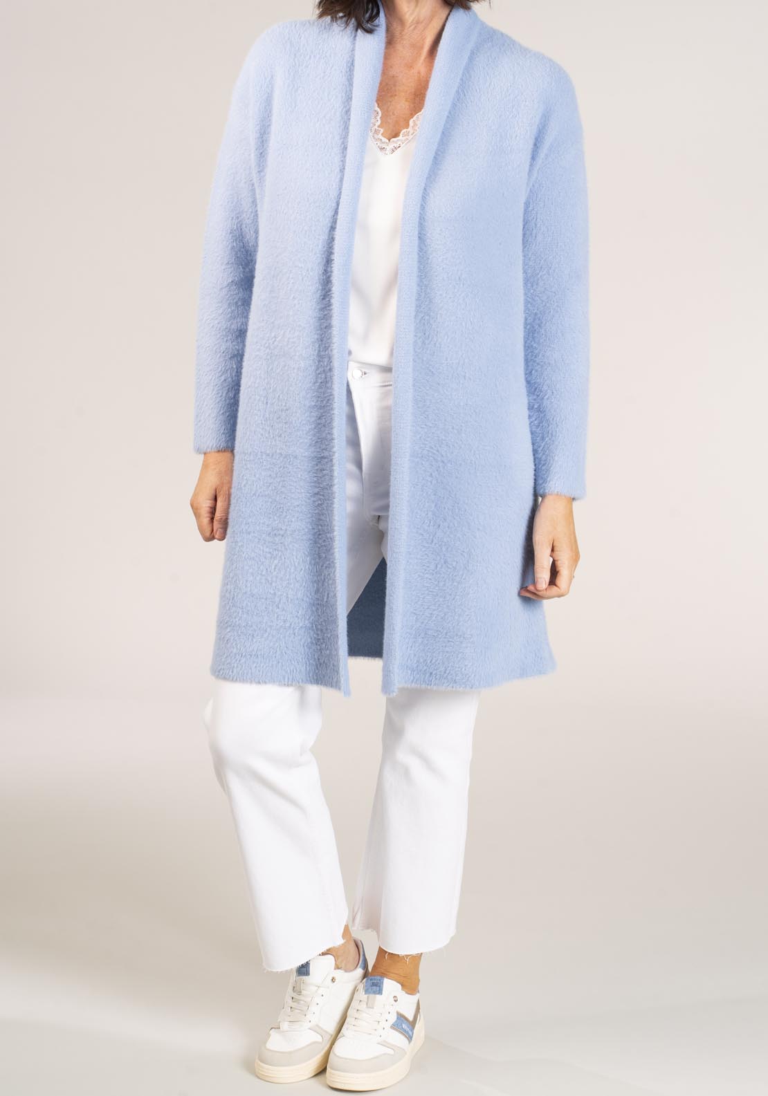 Naoise Feather Yarn Cardigan - Blue 1 Shaws Department Stores