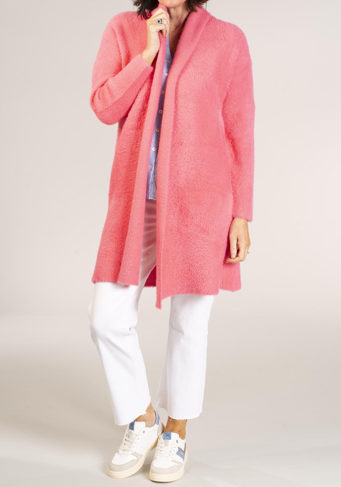 Naoise Feather Yarn Cardigan - Pink 2 Shaws Department Stores