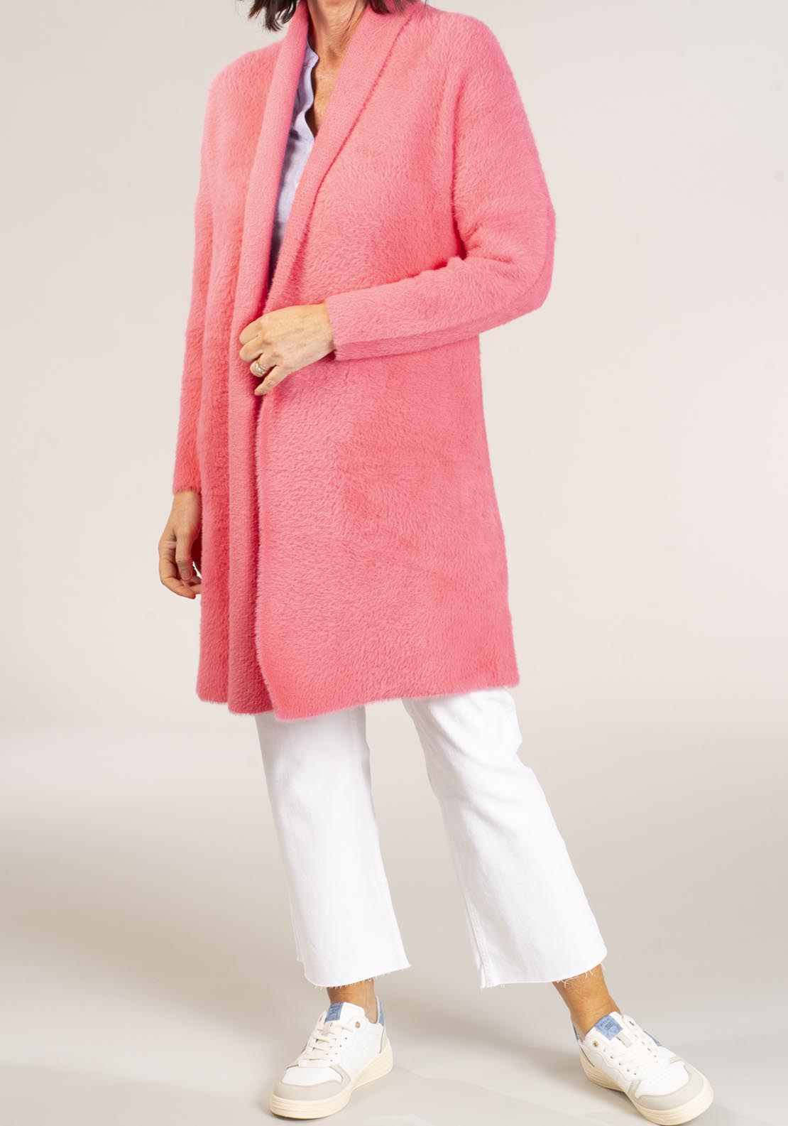 Naoise Feather Yarn Cardigan - Pink 1 Shaws Department Stores
