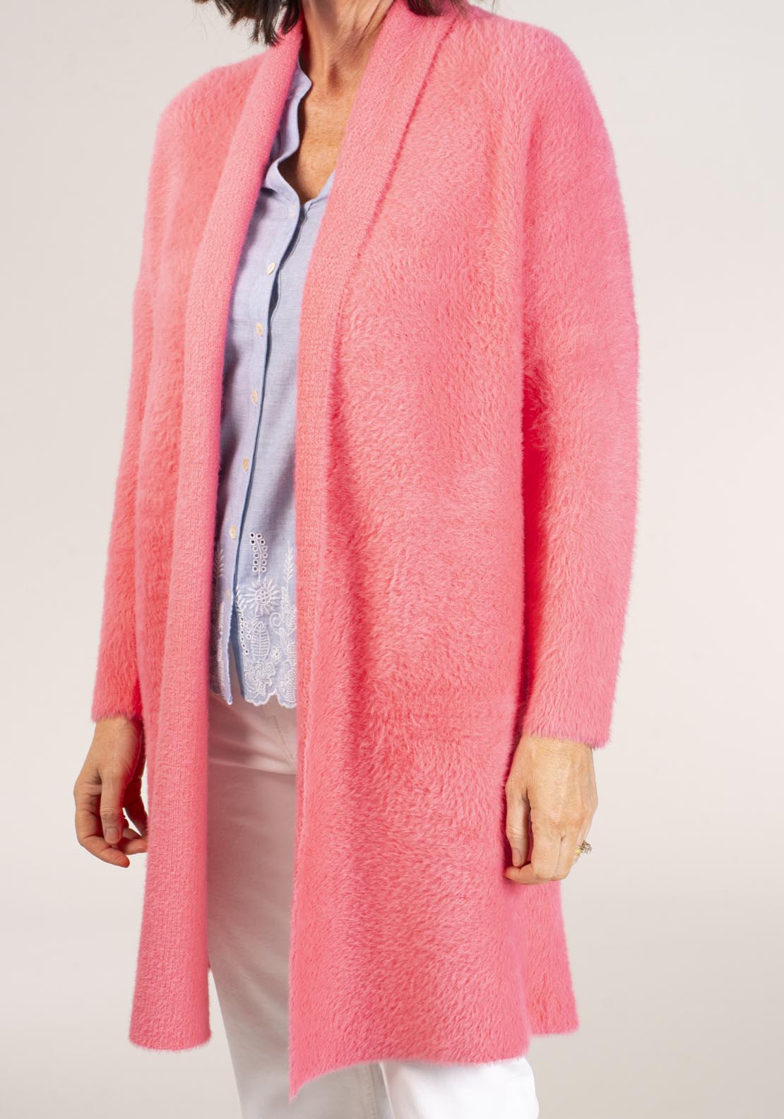 Naoise Feather Yarn Cardigan - Pink 3 Shaws Department Stores