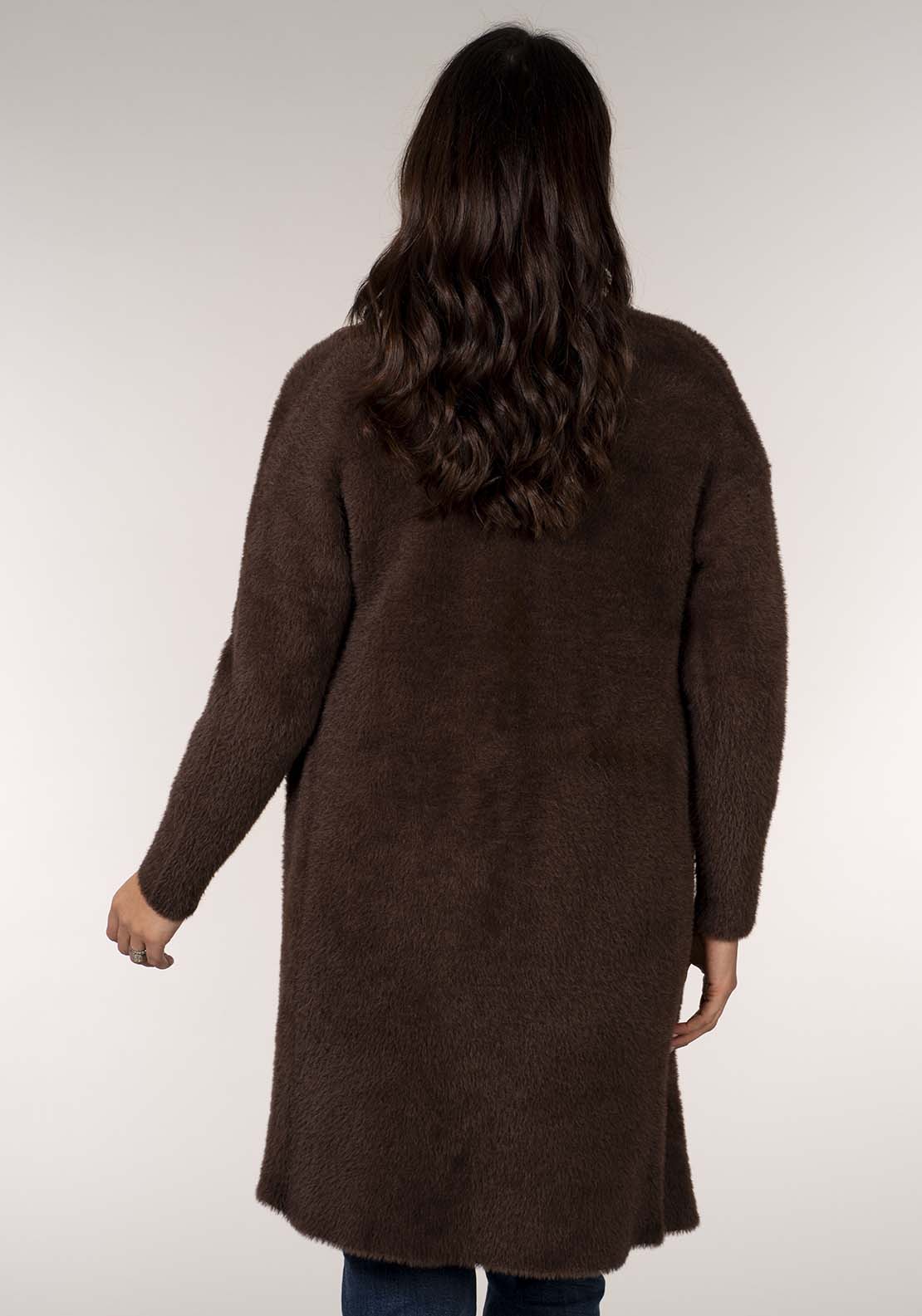Tea Lane Feather Yarn Cardigan - Brown 4 Shaws Department Stores