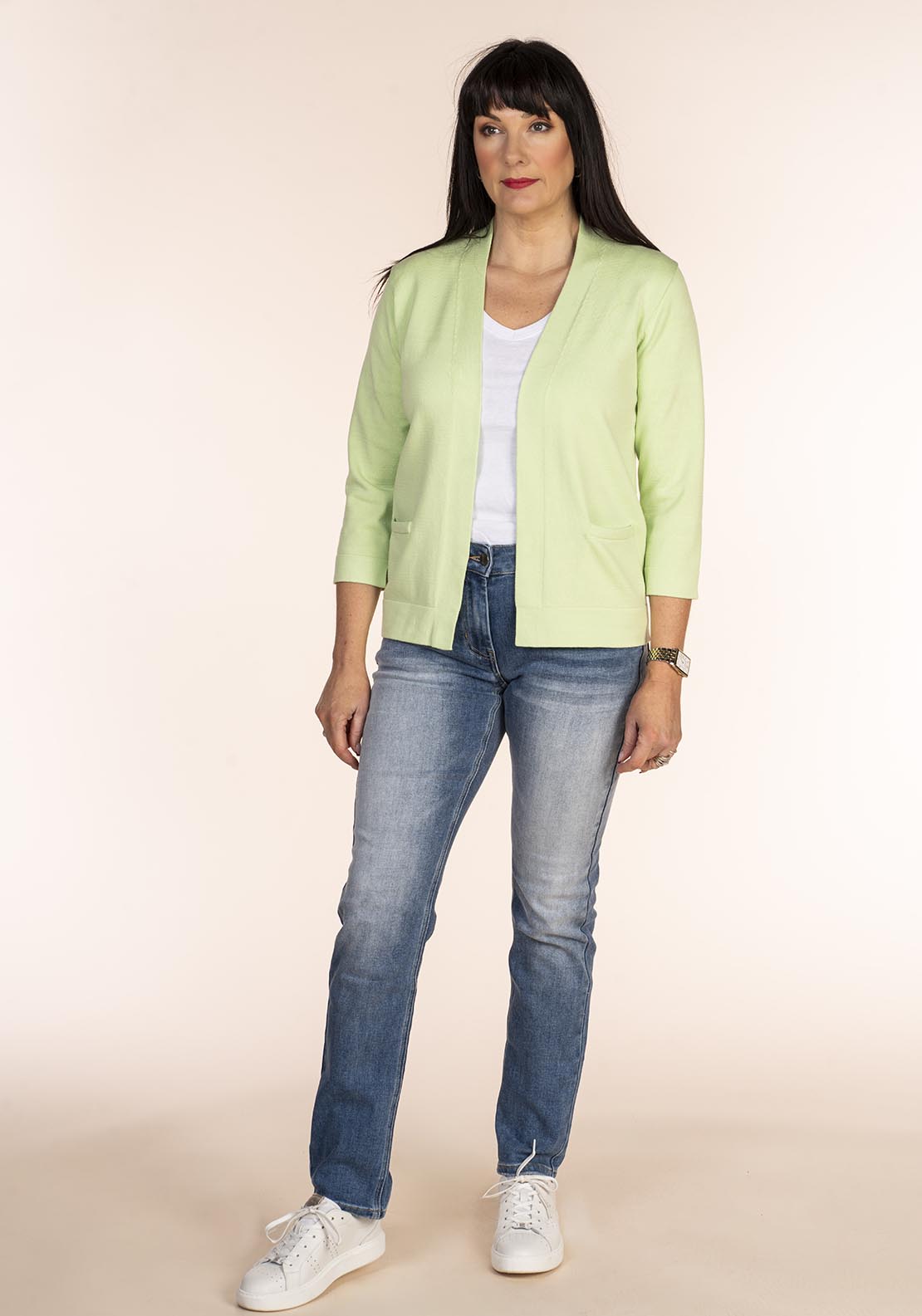 Tea Lane Short Sleeve Cardigan - Lime 6 Shaws Department Stores