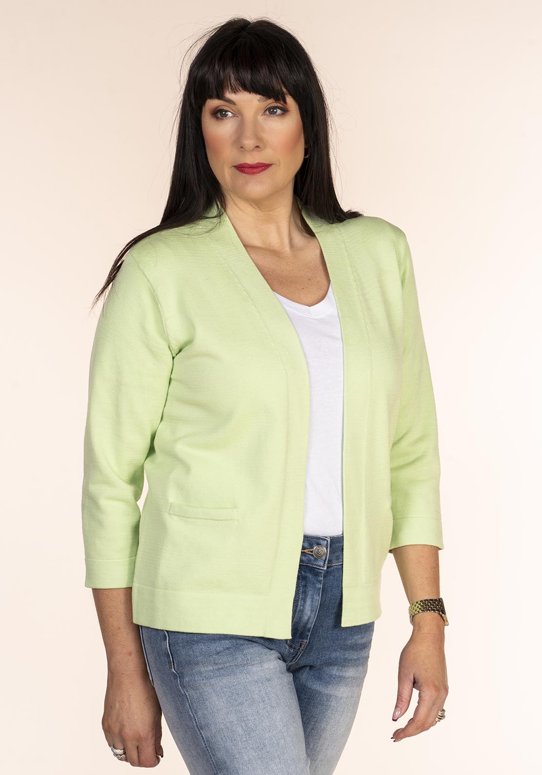 Tea Lane Short Sleeve Cardigan - Lime 1 Shaws Department Stores