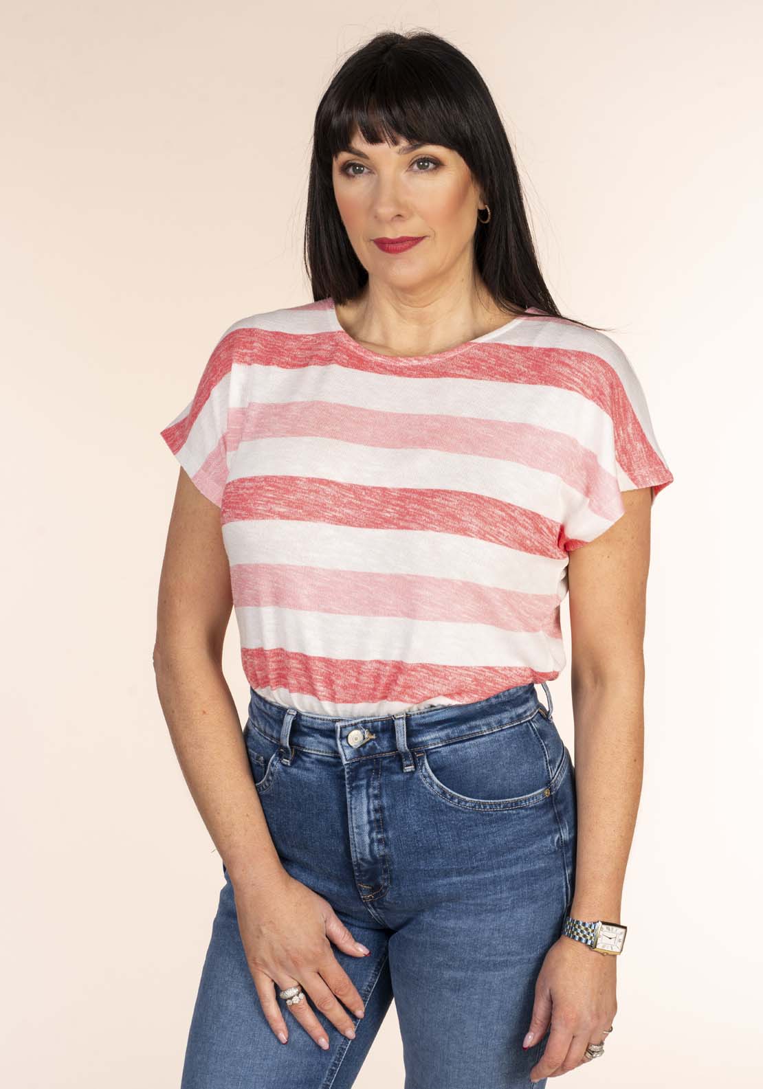Tea Lane Stripe Cap Sleeve Top 1 Shaws Department Stores