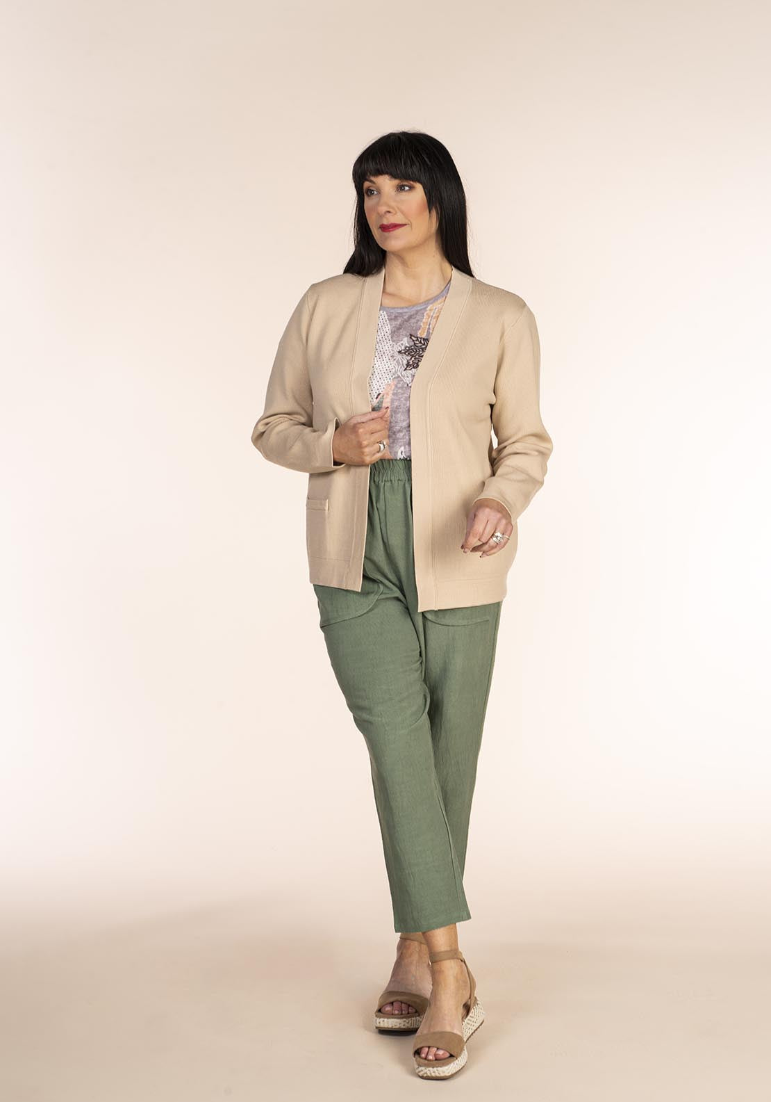 Tea Lane Basic Cardigan - Taupe 5 Shaws Department Stores