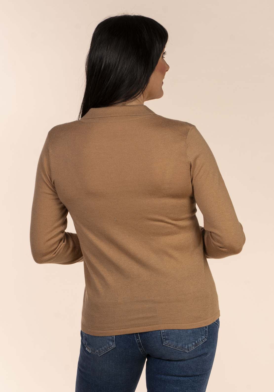 Tea Lane Collar Fine Knit Jumper - Toffee 5 Shaws Department Stores