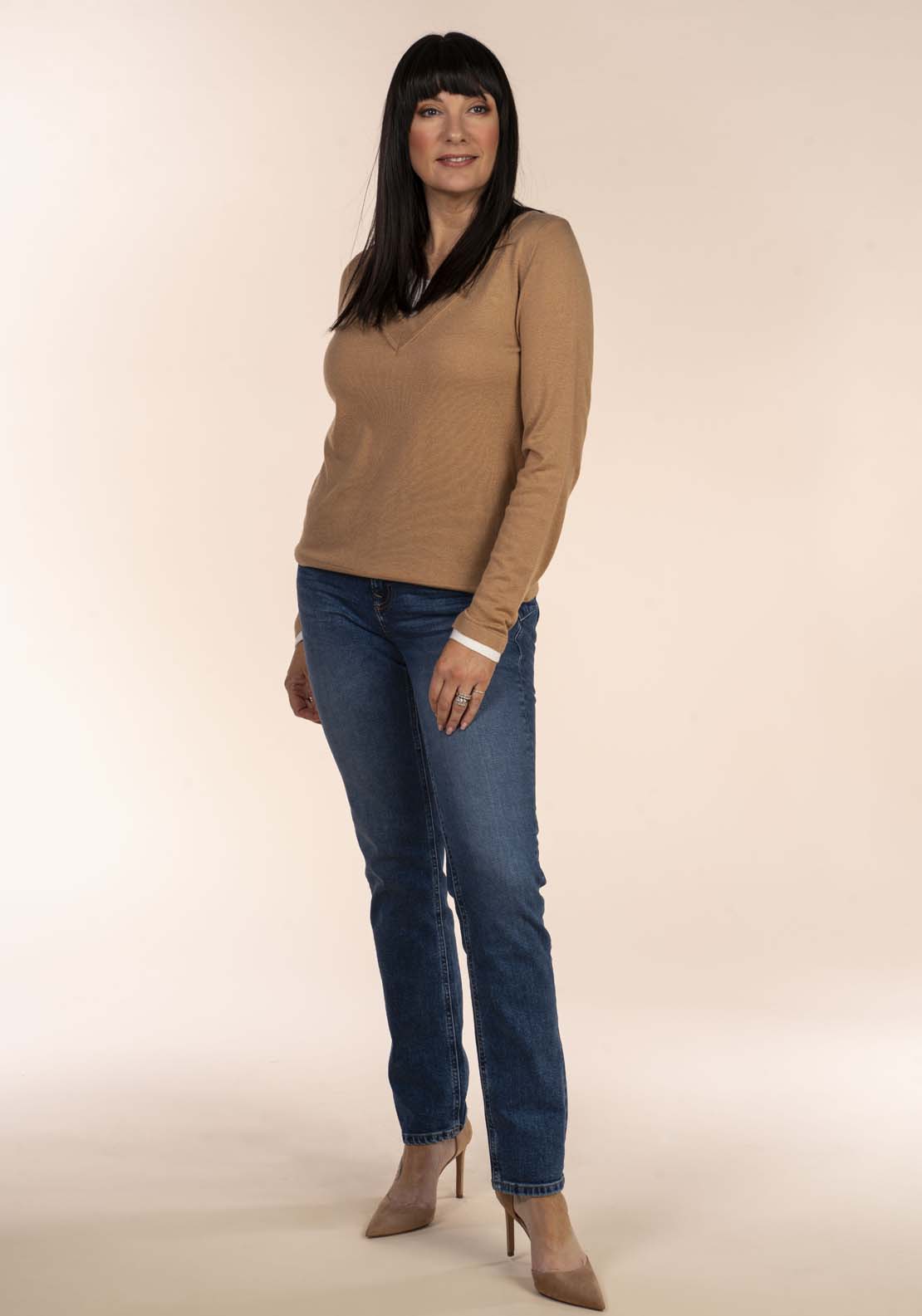 Tea Lane Double V Fine Knit Jumper 3 Shaws Department Stores