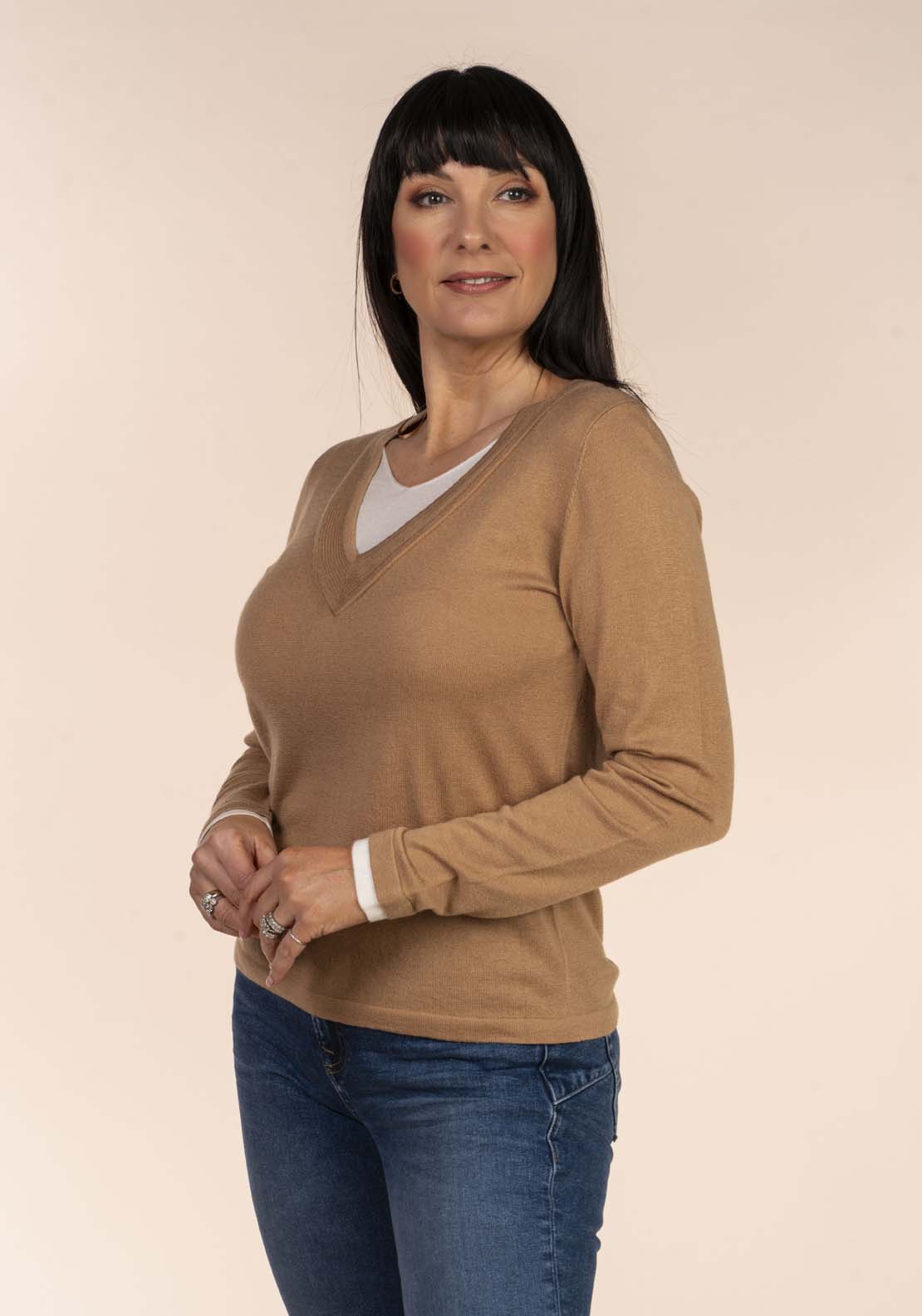 Tea Lane Double V Fine Knit Jumper 4 Shaws Department Stores