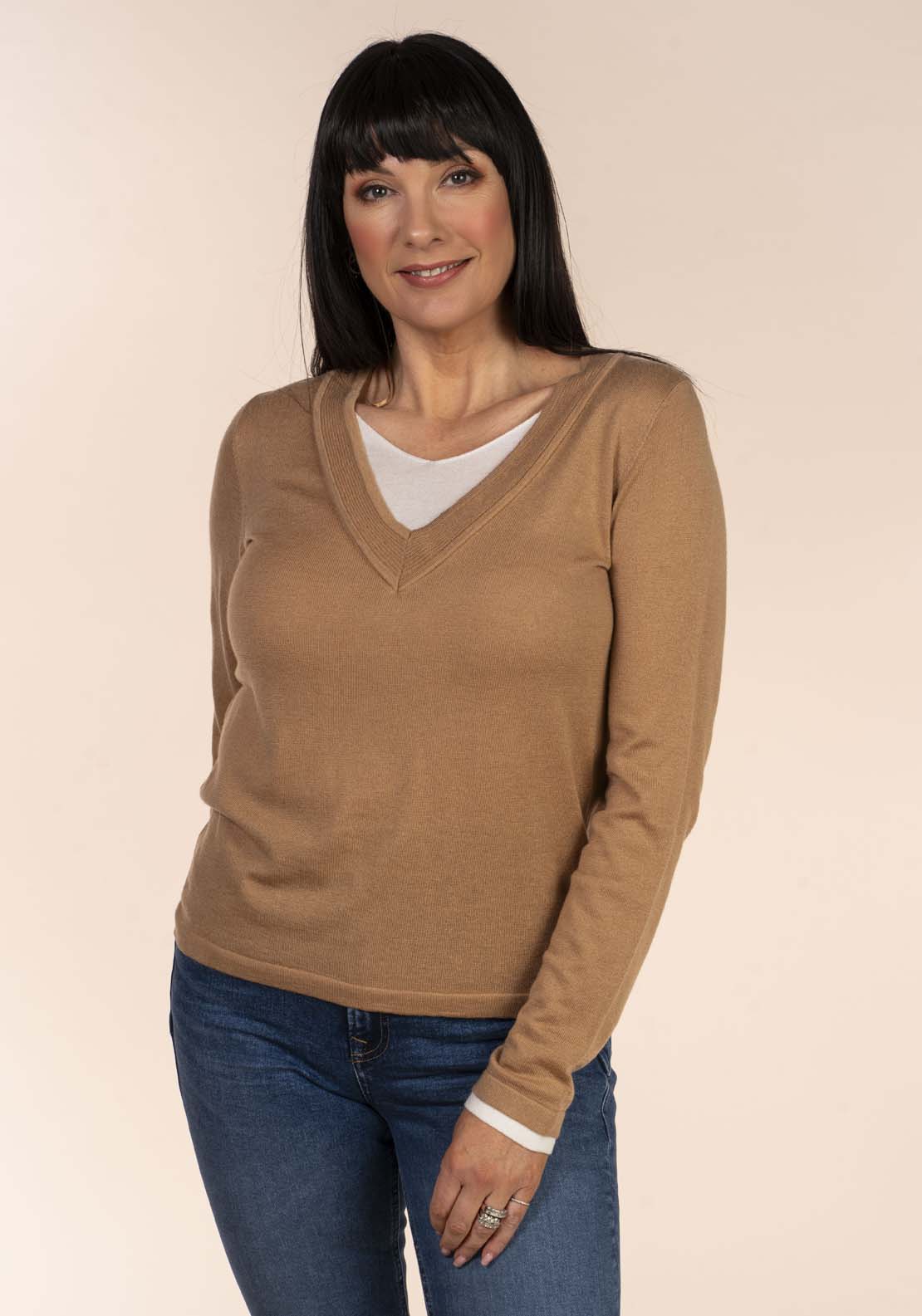 Tea Lane Double V Fine Knit Jumper 1 Shaws Department Stores