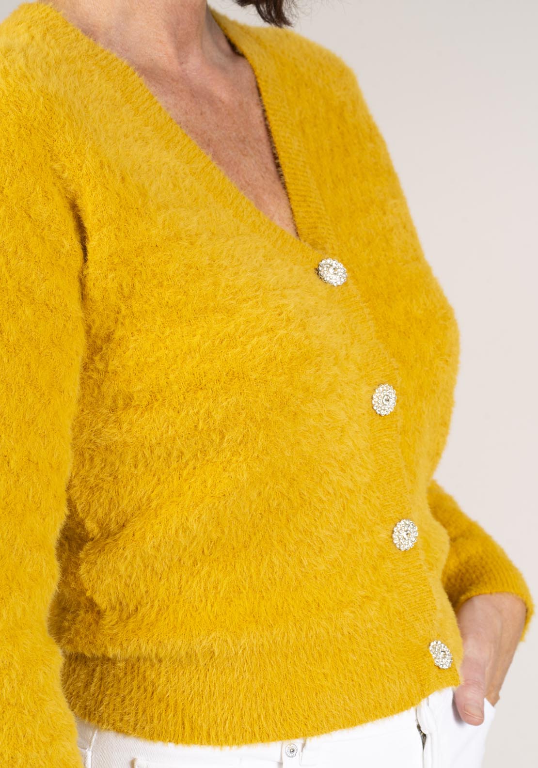 Naoise V Neck Cardigan - Yellow 5 Shaws Department Stores