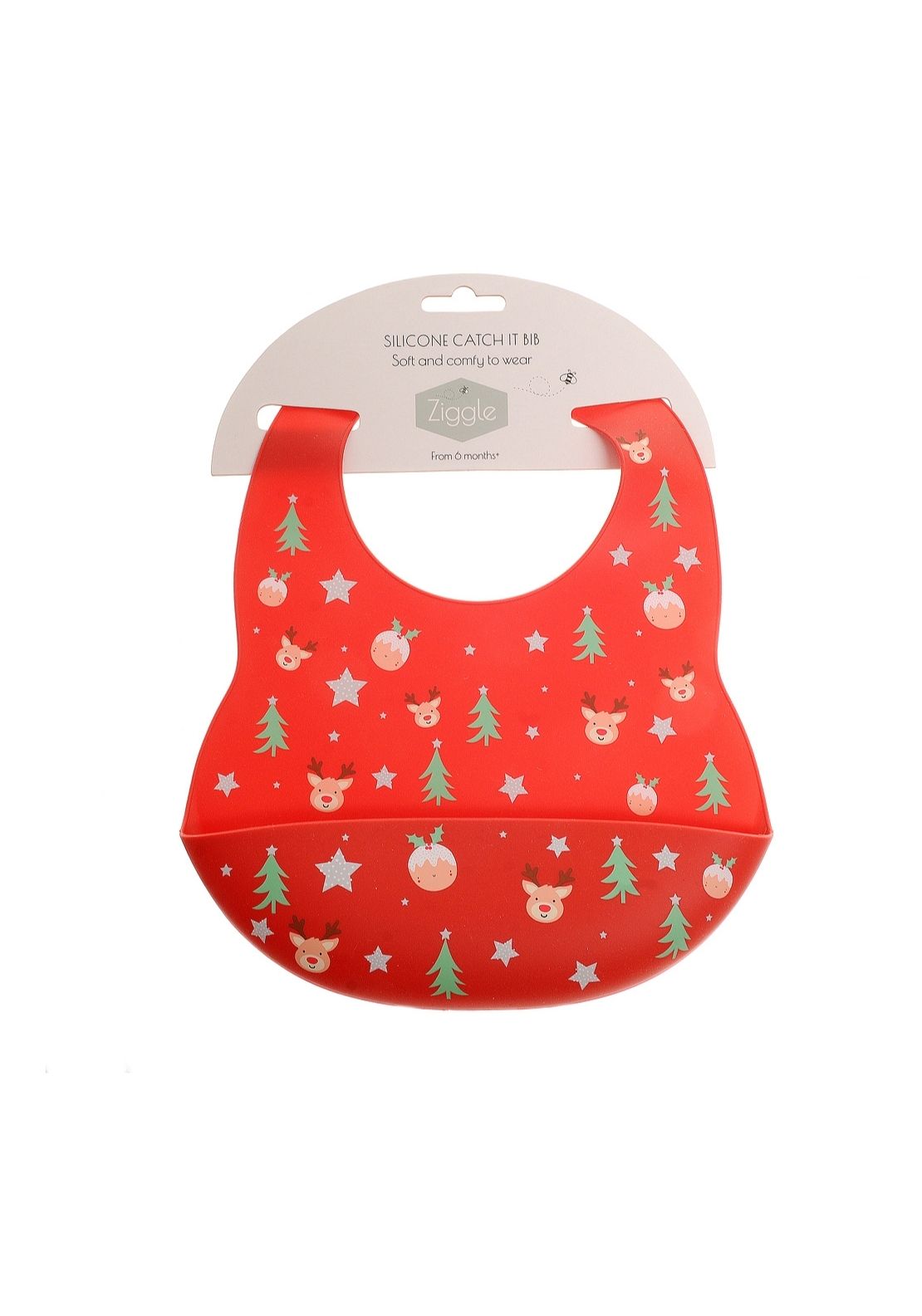 Ziggle Christmas Silicone Bib - Red 1 Shaws Department Stores