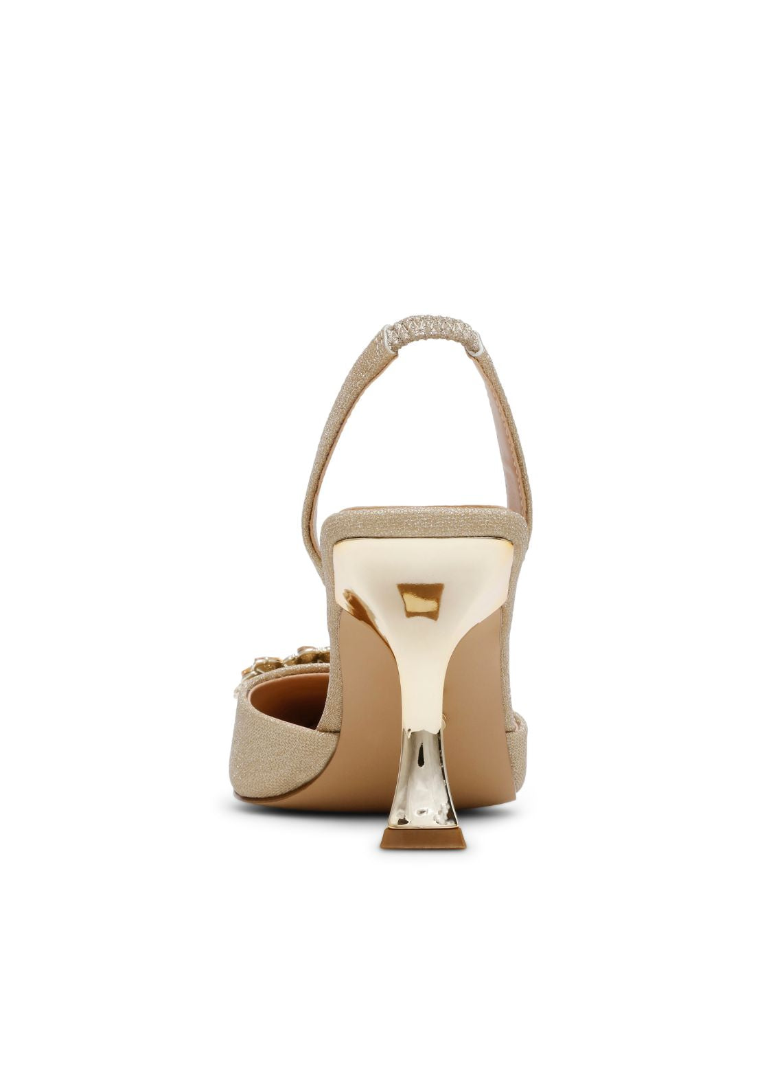 Steve Madden Jewelled Heeled Sling Back - Gold Glitter 2 Shaws Department Stores