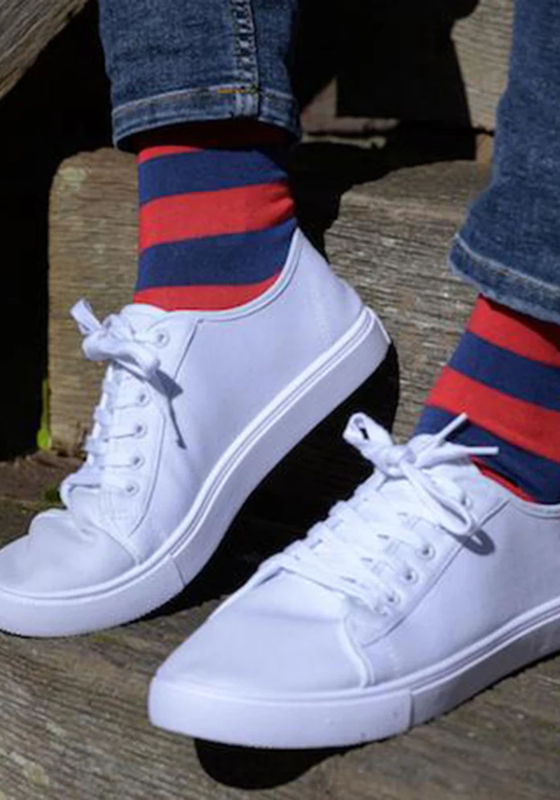 Swole Panda Striped Socks - Red 2 Shaws Department Stores