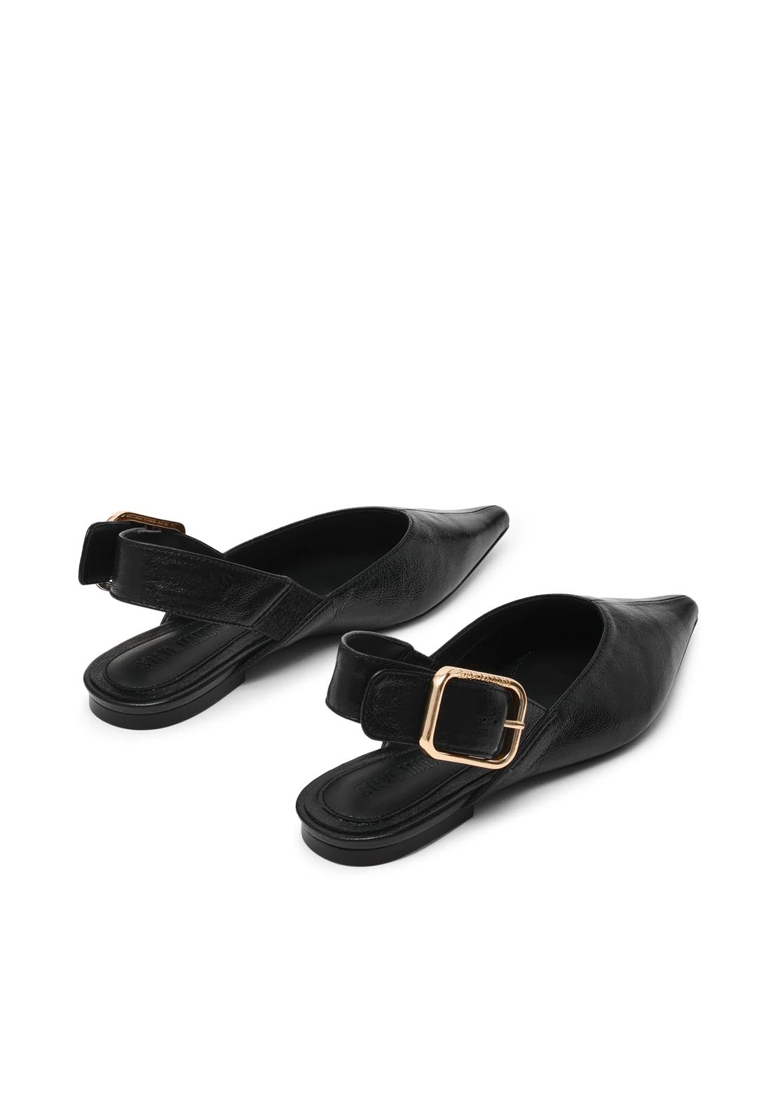 Steve Madden Flat Side Buckle Slip On Shoe - Black 3 Shaws Department Stores