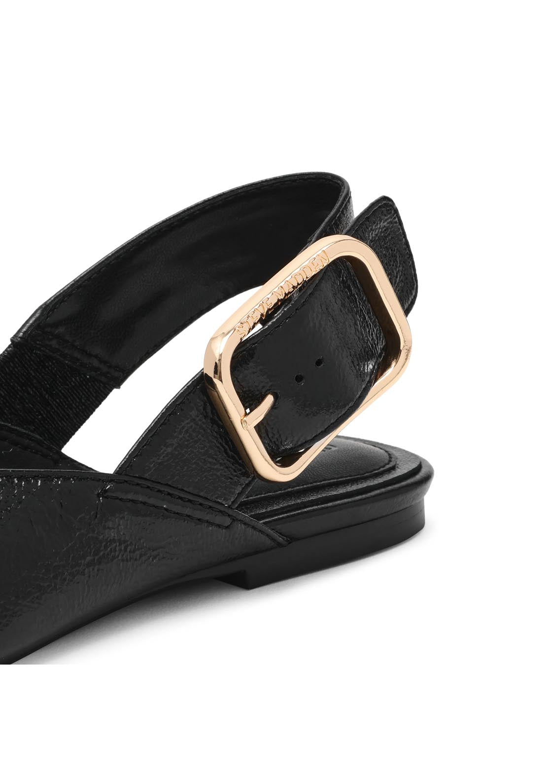 Steve Madden Flat Side Buckle Slip On Shoe - Black 5 Shaws Department Stores