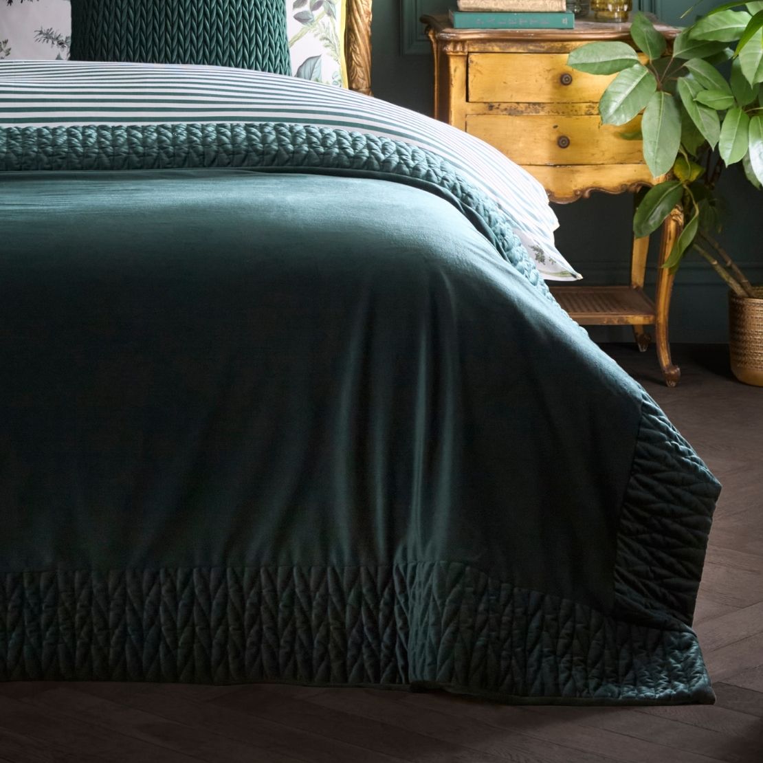 Laurence Llewelyn-bowen Siena Bedspread 150cm x 220cm - Green 2 Shaws Department Stores