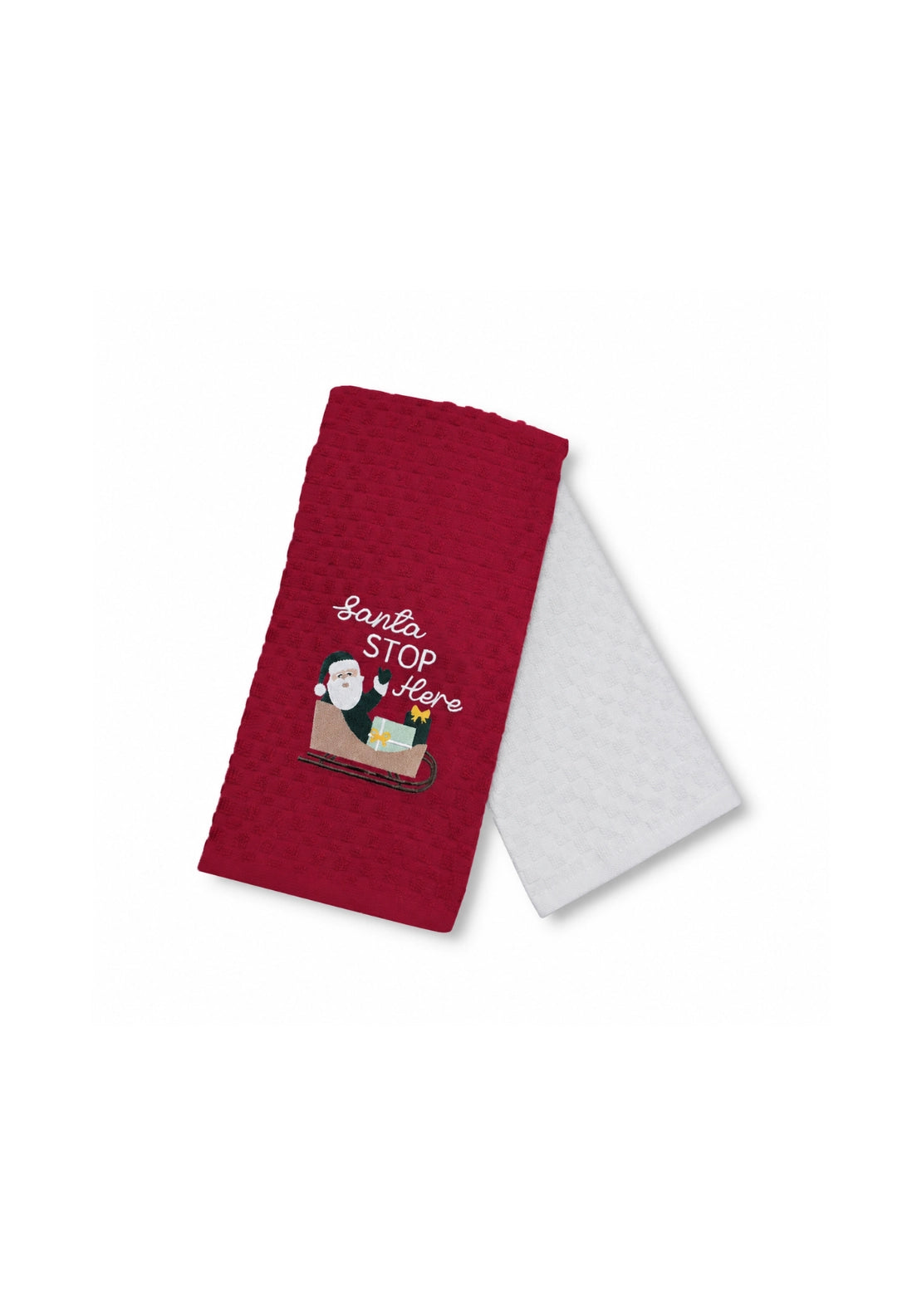 The Home Collection Santa Stop 2 Pack Christmas Tea Towels - Multi 1 Shaws Department Stores