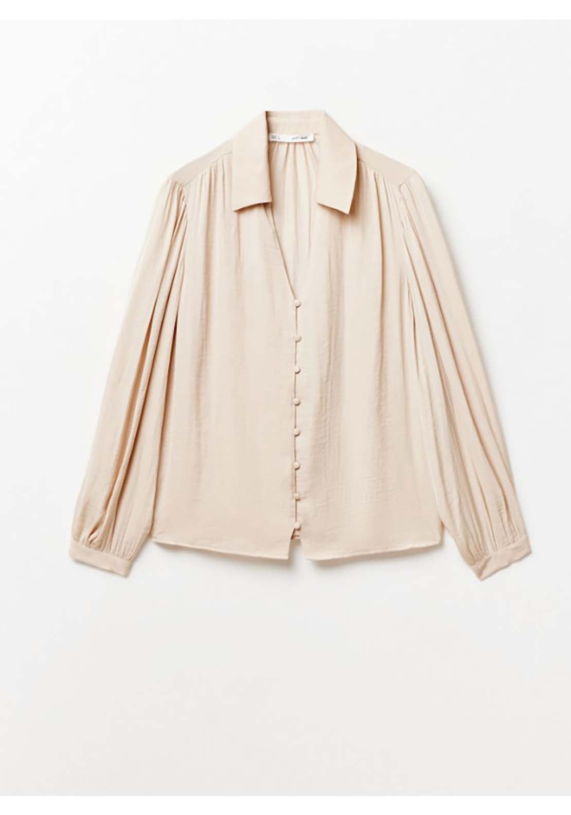 Sfera Buttons Blouse - Beige Acid 2 Shaws Department Stores