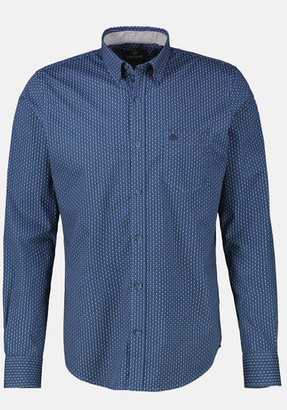 Lerros Long Sleeve Ornamental Pattern Shirt - Blue 3 Shaws Department Stores