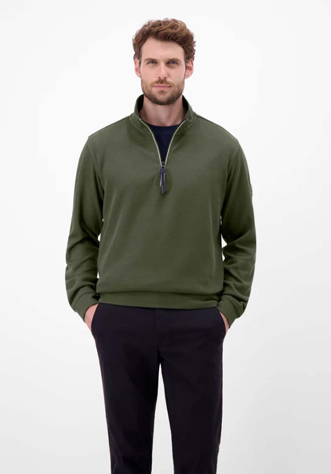Lerros 1/4 Zip Sweater - Nordic Olive 1 Shaws Department Stores
