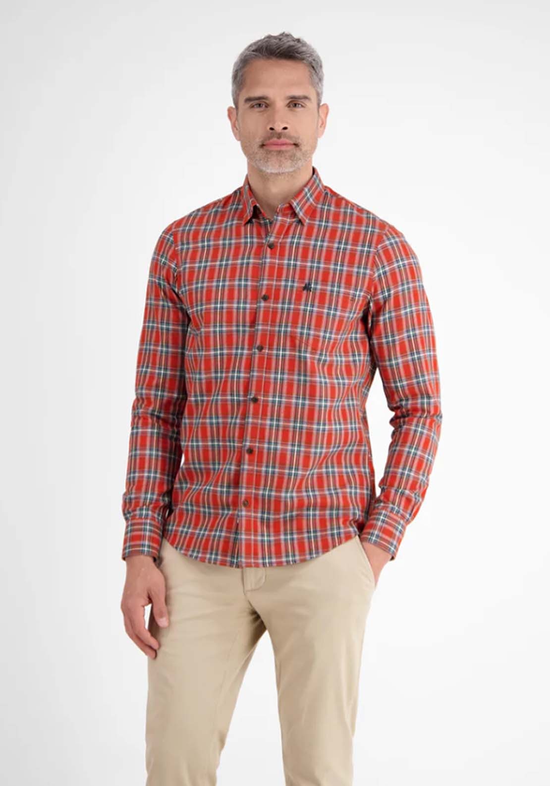 Lerros Long Sleeve Flannel Check Shirt - Red 1 Shaws Department Stores