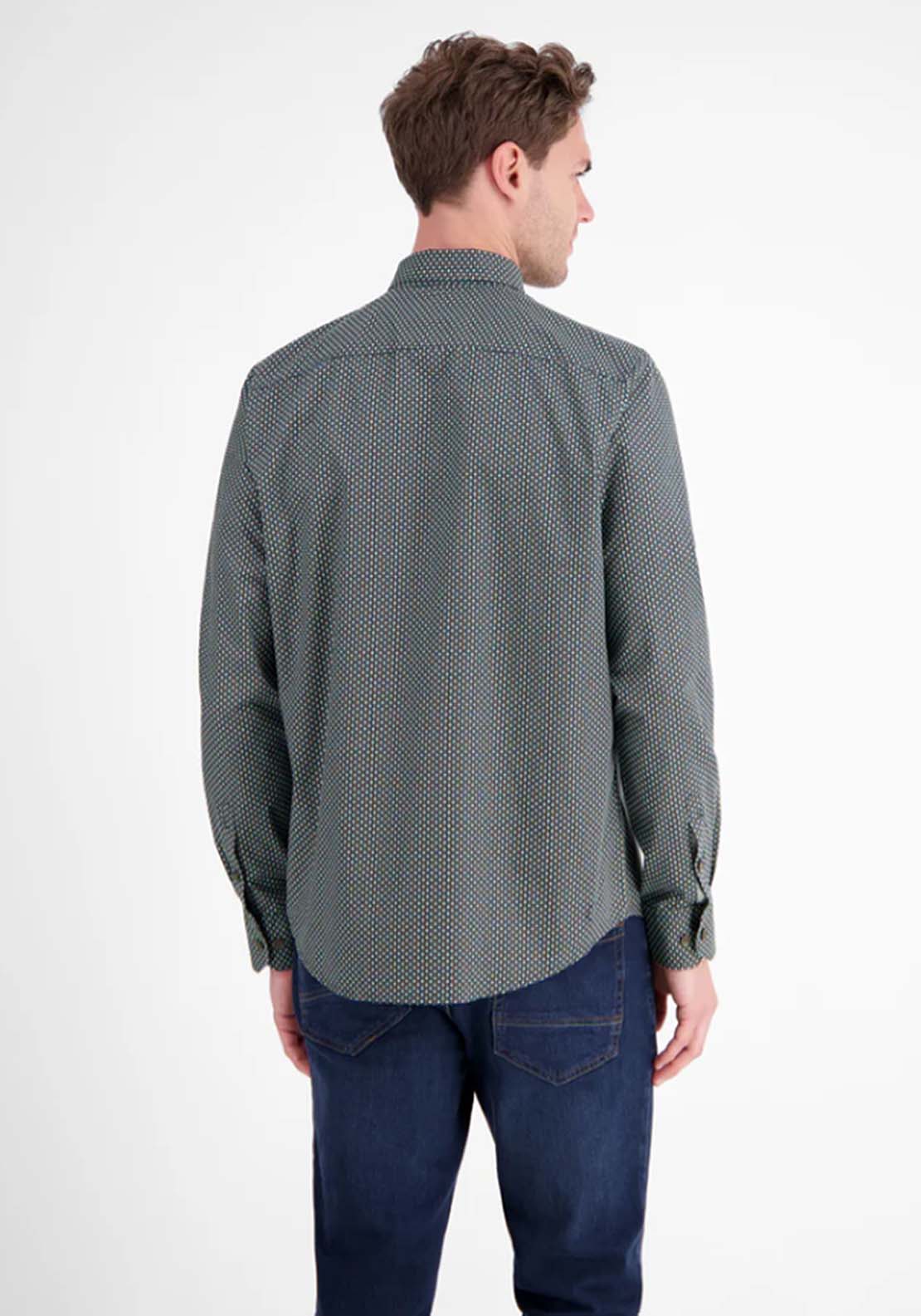 Lerros Long Sleeve Patterned Shirt - Light Coffee 2 Shaws Department Stores
