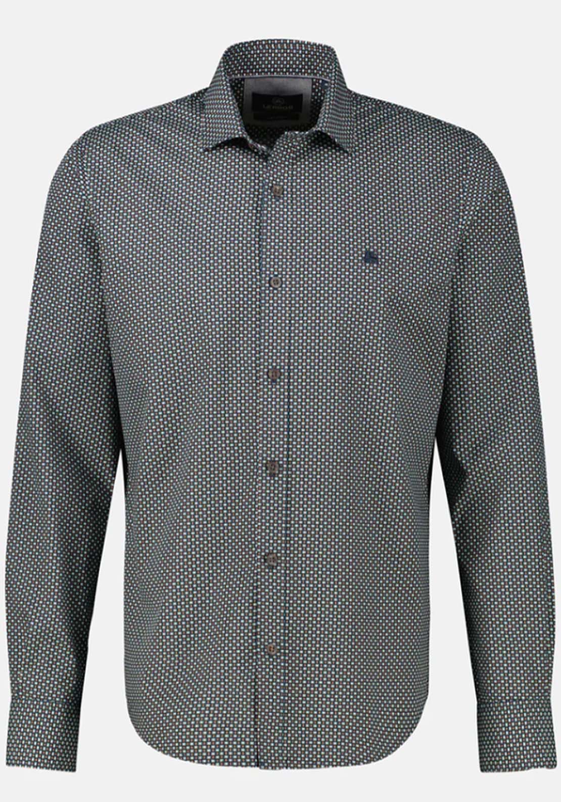 Lerros Long Sleeve Patterned Shirt - Light Coffee 3 Shaws Department Stores