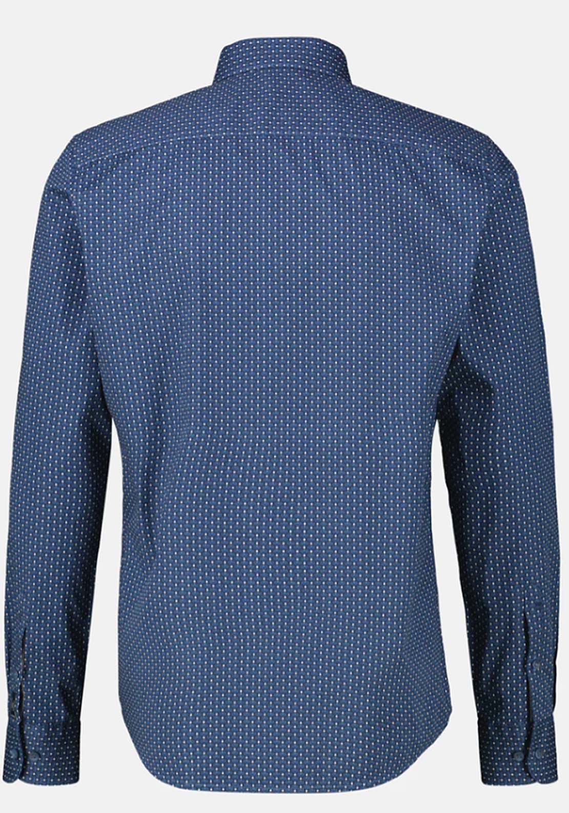 Lerros Long Sleeve Ornamental Pattern Shirt - Blue 4 Shaws Department Stores