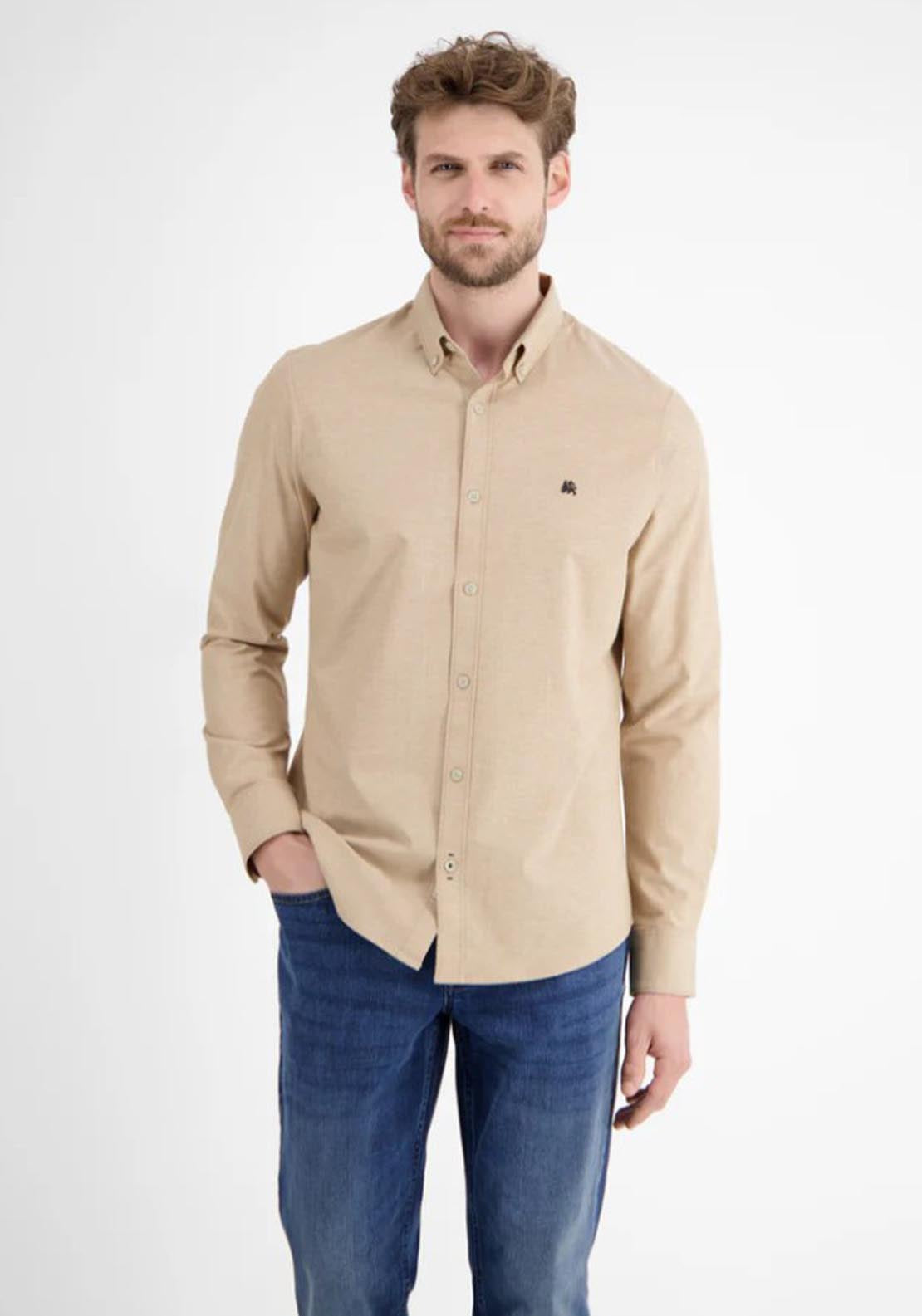 Lerros Oxford Shirt - Light Coffee 1 Shaws Department Stores