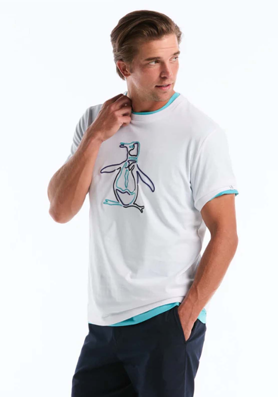 Penguin Outline Pete Graphic T-Shirt - 118 Bright White 4 Shaws Department Stores